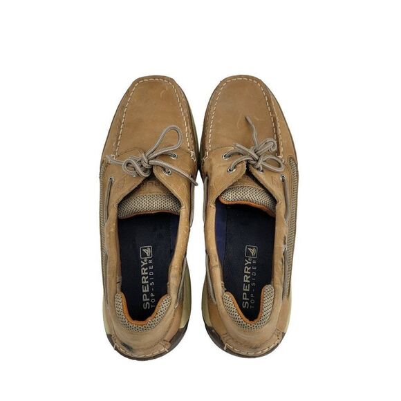 Sperry Top Sider Boat Shoes 12 Tan‎ Leather 0777924 Slip On Nautical Yacht Club - Picture 9 of 13